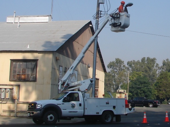 Electrician at Work on a street light